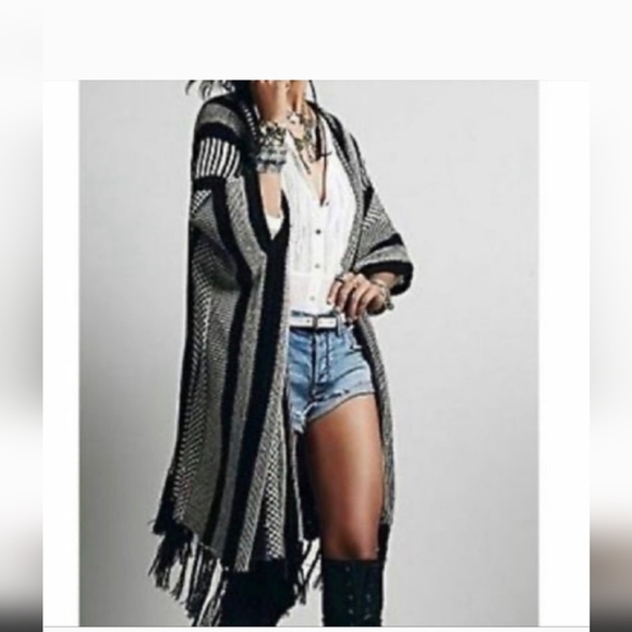 Free People Sweaters - FREE PEOPLE Fringe Oversized Sweater Shawl